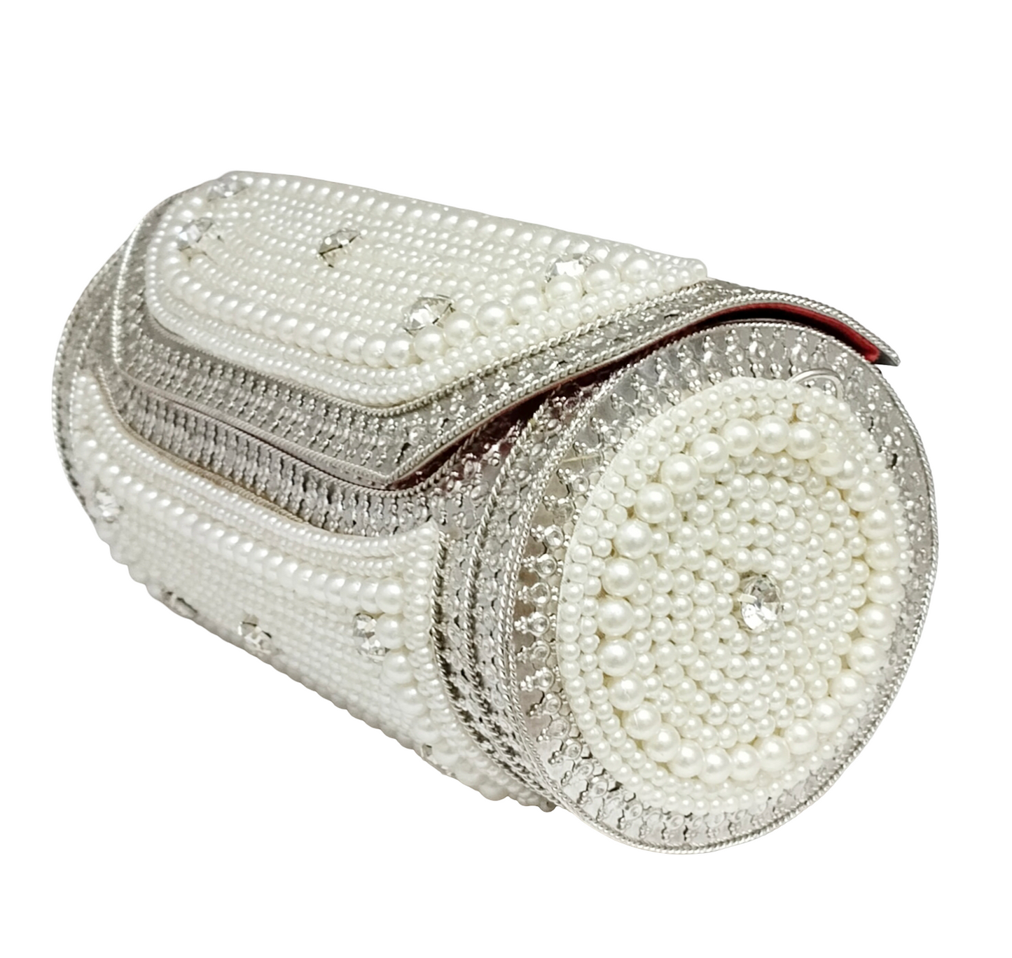 Round Shape Iron Pearl Silver Purse