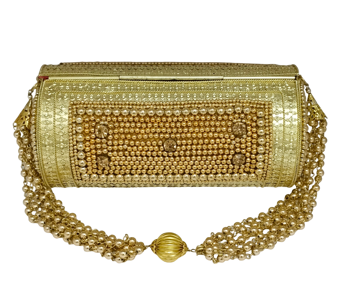 Round Shape iron Pearl Golden Purse