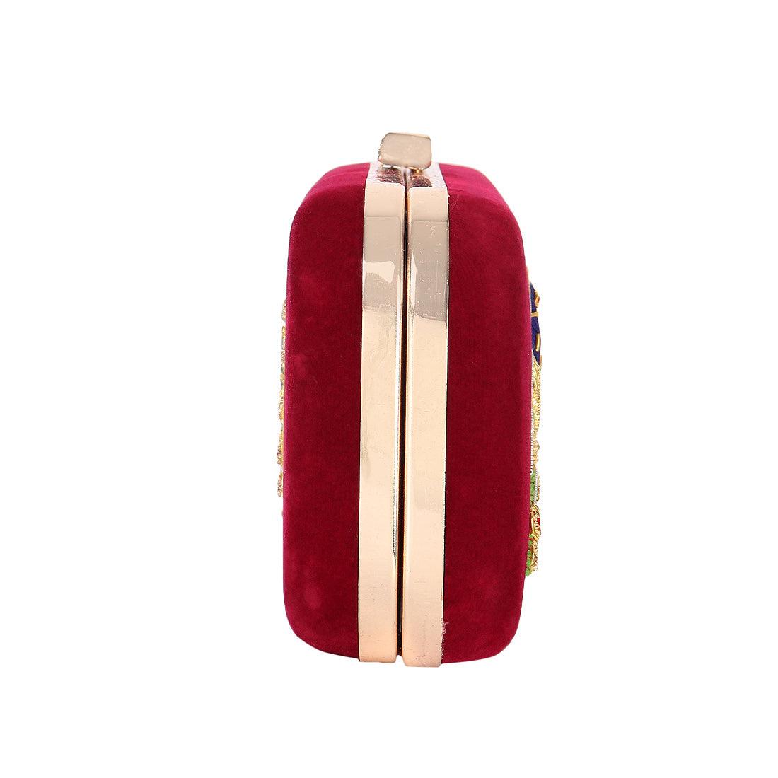 Clutch Purse Maroon Color - Skylexo.com | Be Unique