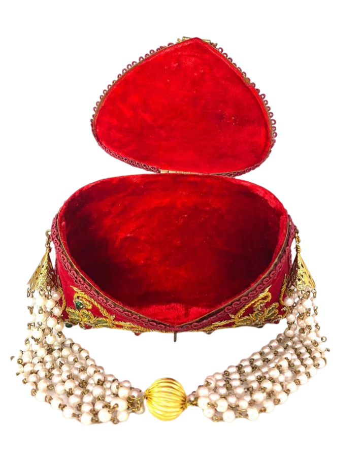 Flower Embroidery Purse Red Color