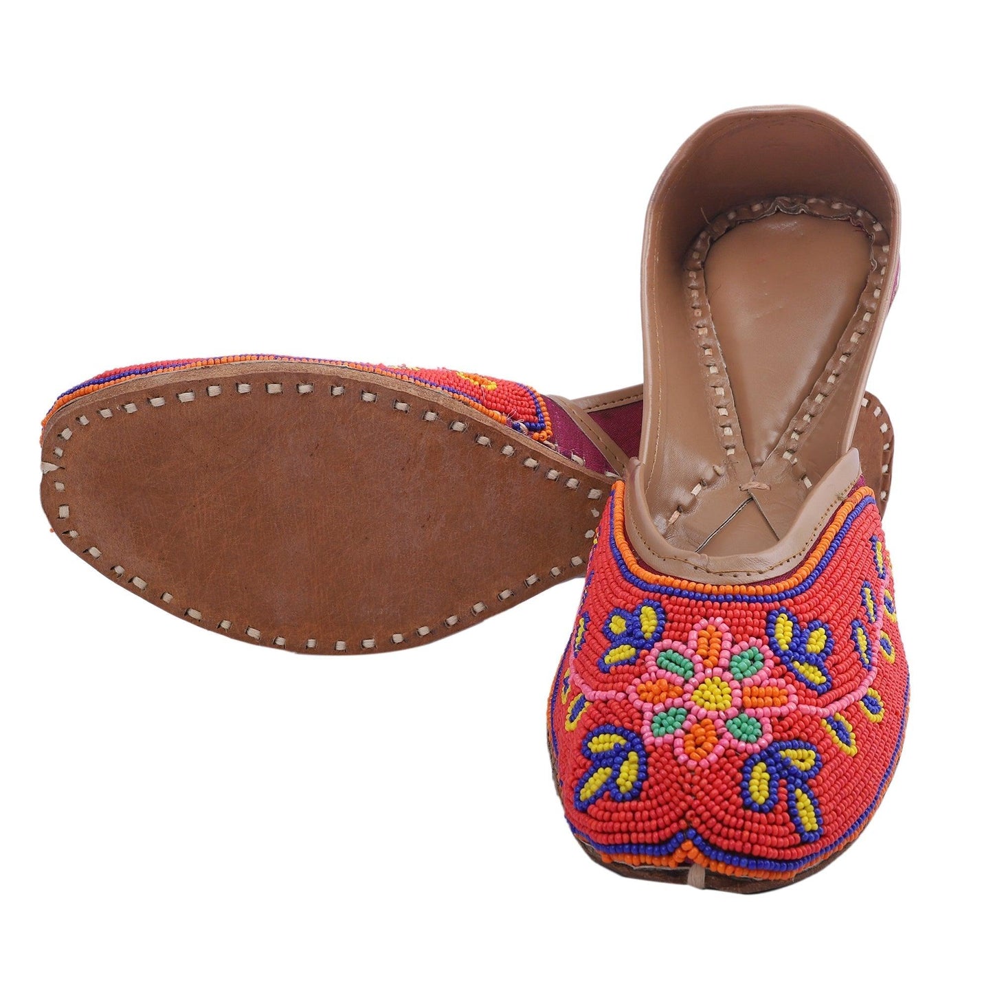 Flower Embroidery Jutti Pink Color - Skylexo.com | Be Unique