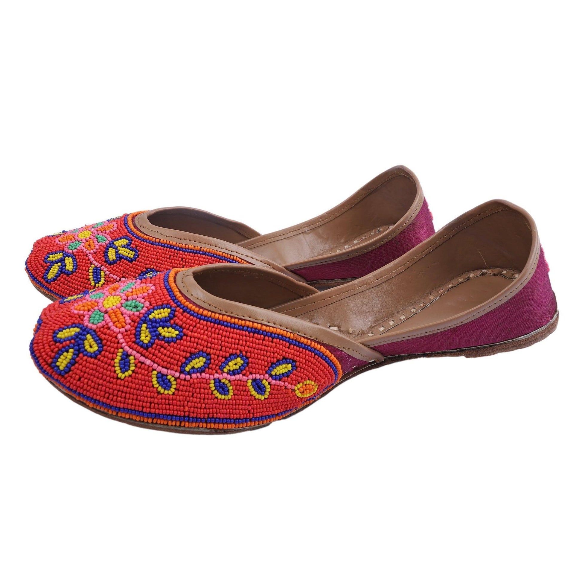 Flower Embroidery Jutti Pink Color - Skylexo.com | Be Unique