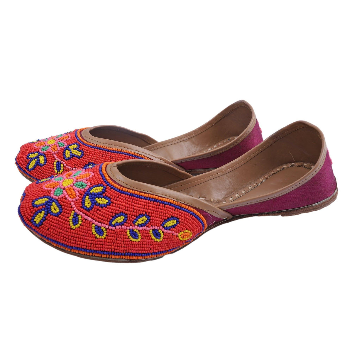 Flower Embroidery Jutti Pink Color - Skylexo.com | Be Unique