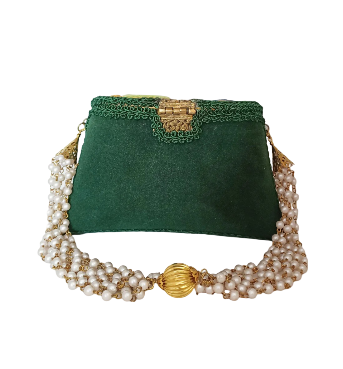 New Peacock Embroidery Purse Dark Green Color