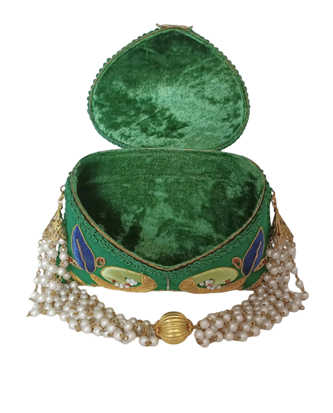 New Peacock Embroidery Purse Light Green Color