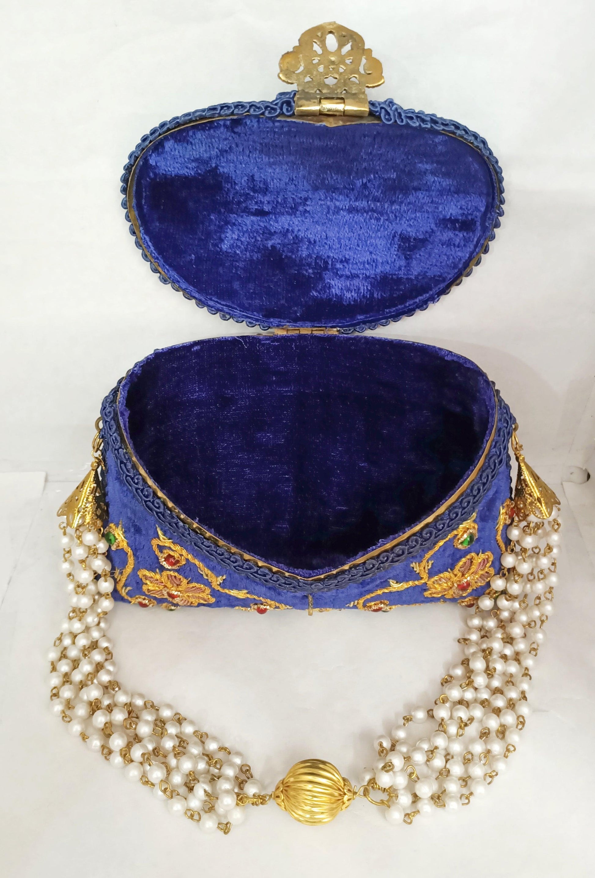 Flower Embroidery Blue Color Purse - Skylexo.com | Be Unique