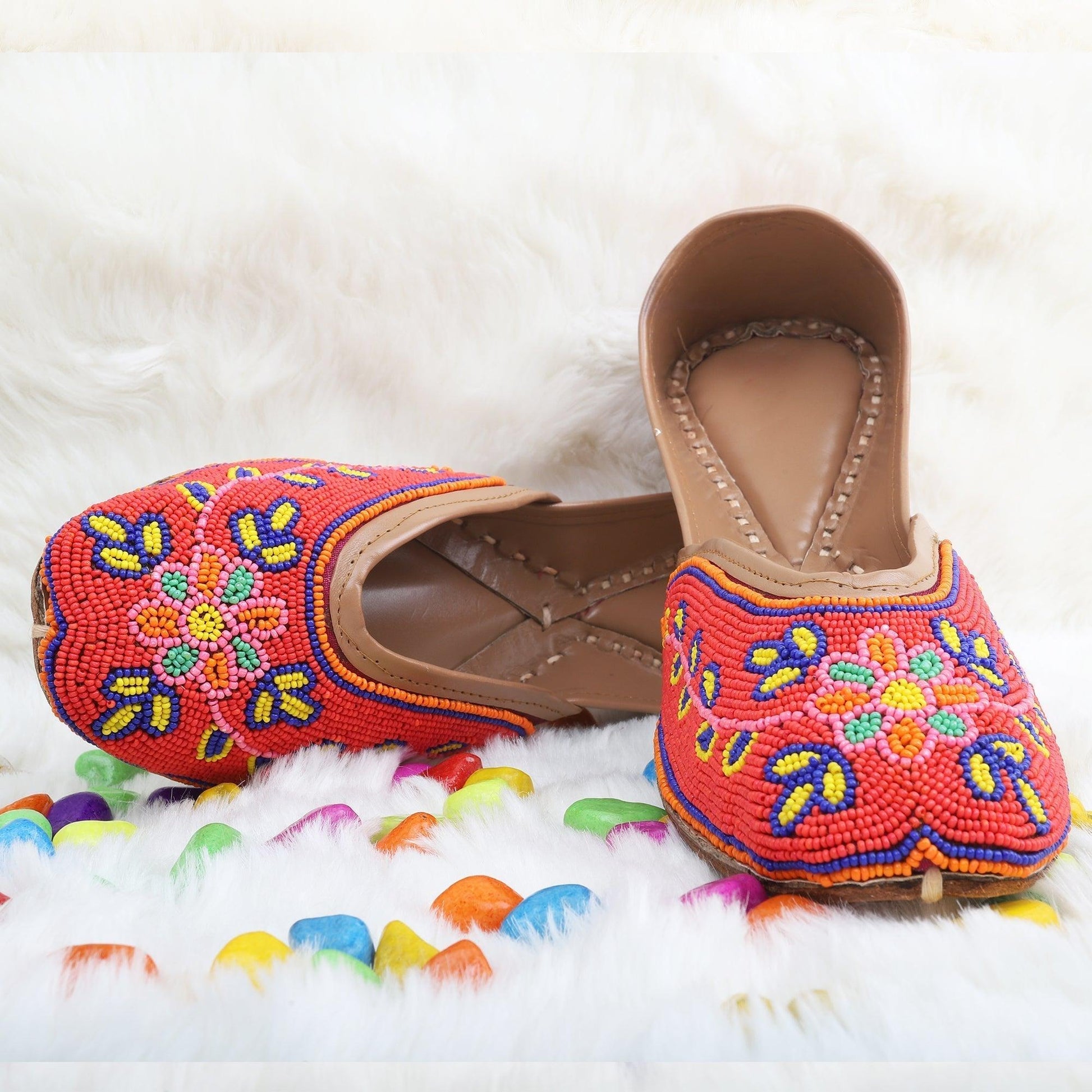 Flower Embroidery Jutti Pink Color - Skylexo.com | Be Unique