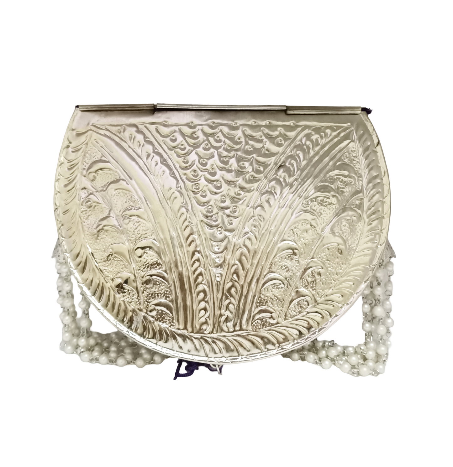 D Shape Silver Embossed Purse