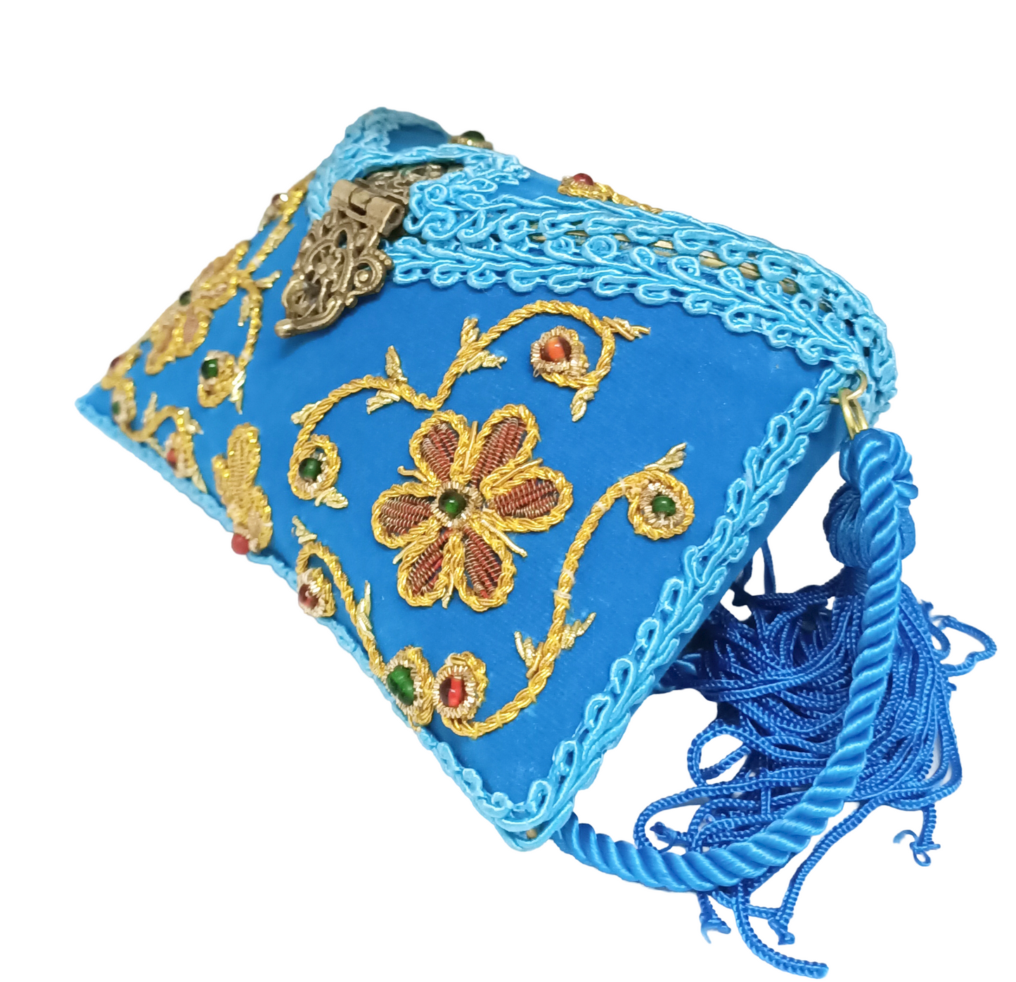 Flower Embroidery Purse Skyblue Color