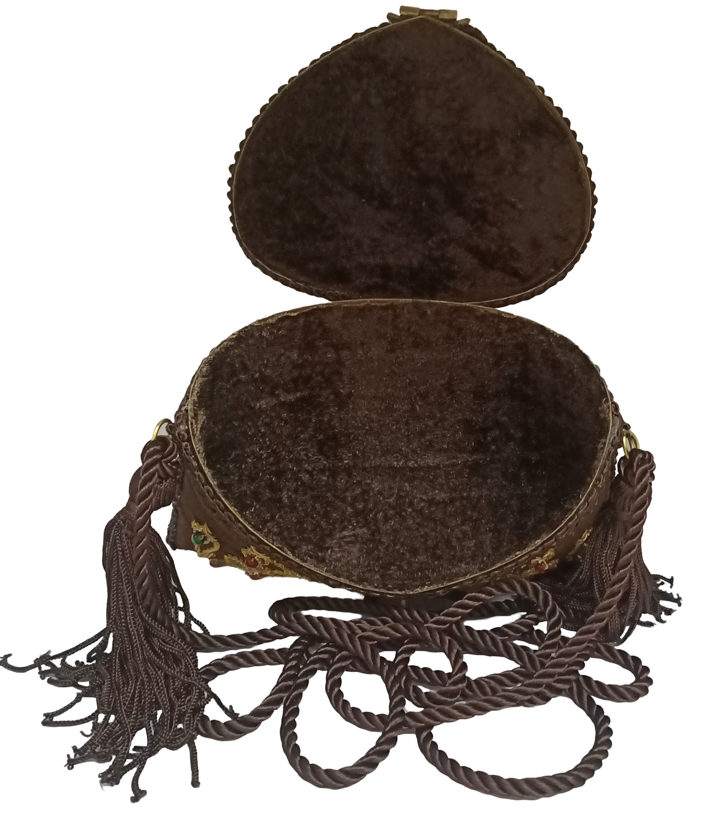 Flower Embroidery Purse Dark Brown Color