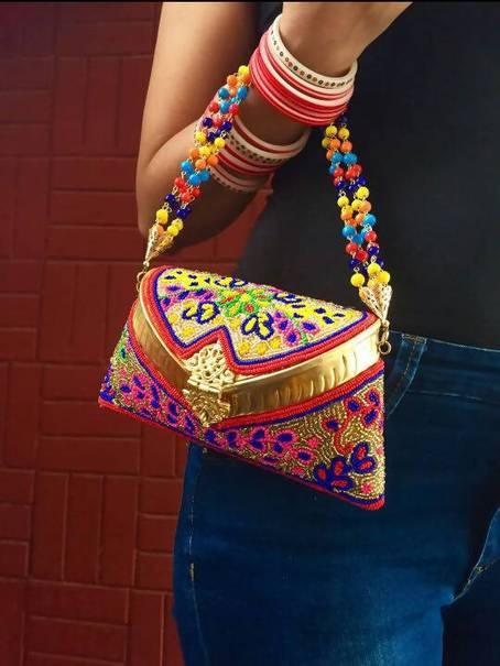 Leave Embroidery Purse & Gold Embossed Purse - Skylexo.com | Be Unique