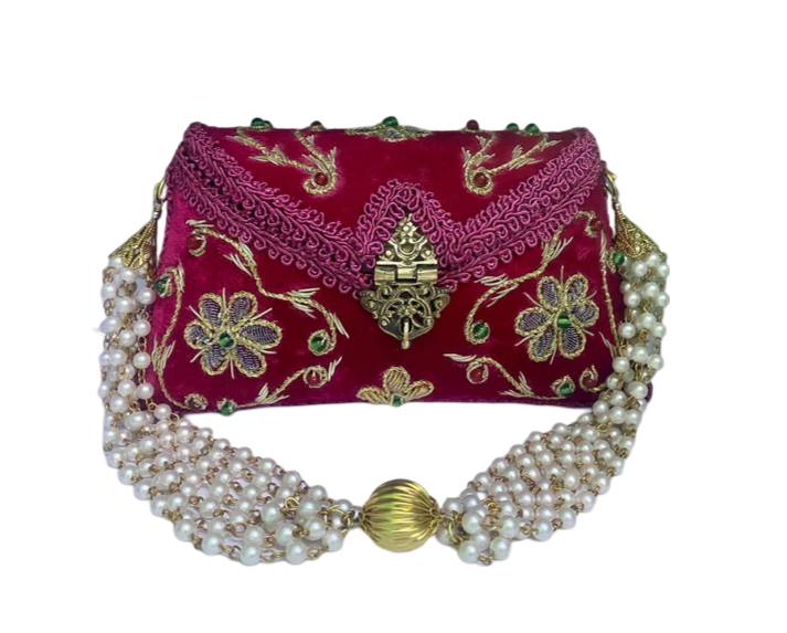 Flower Embroidery Purse Pink Color