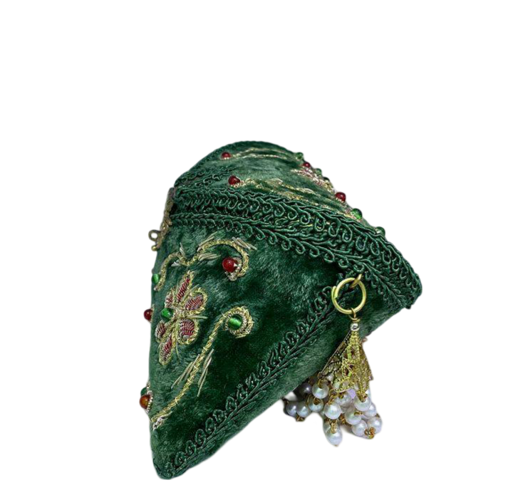 Flower Embroidery Purse Green Color