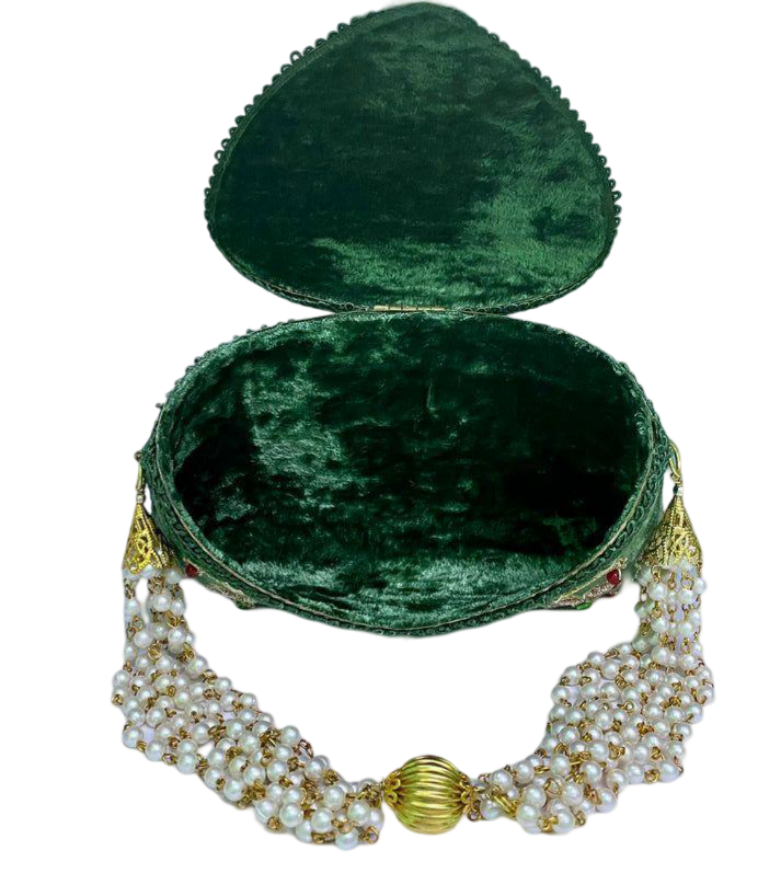 Flower Embroidery Purse Green Color