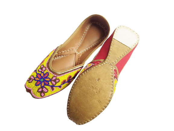 Flower Embroidery Jutti Yellow Color - Skylexo.com | Be Unique