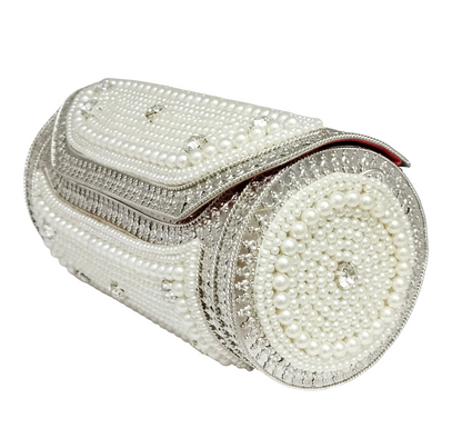 Round Shape Iron Pearl Silver Purse