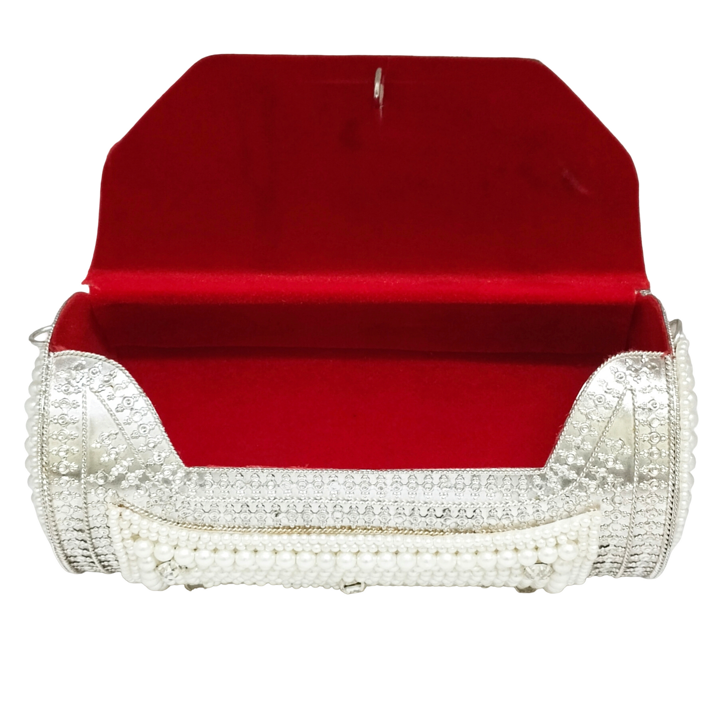 Round Shape Iron Pearl Silver Purse