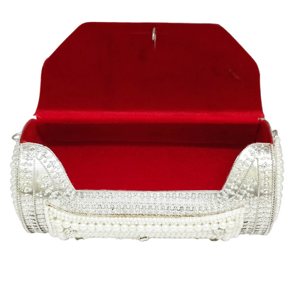 Round Shape Iron Pearl Silver Purse