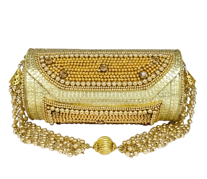 Round Shape iron Pearl Golden Purse