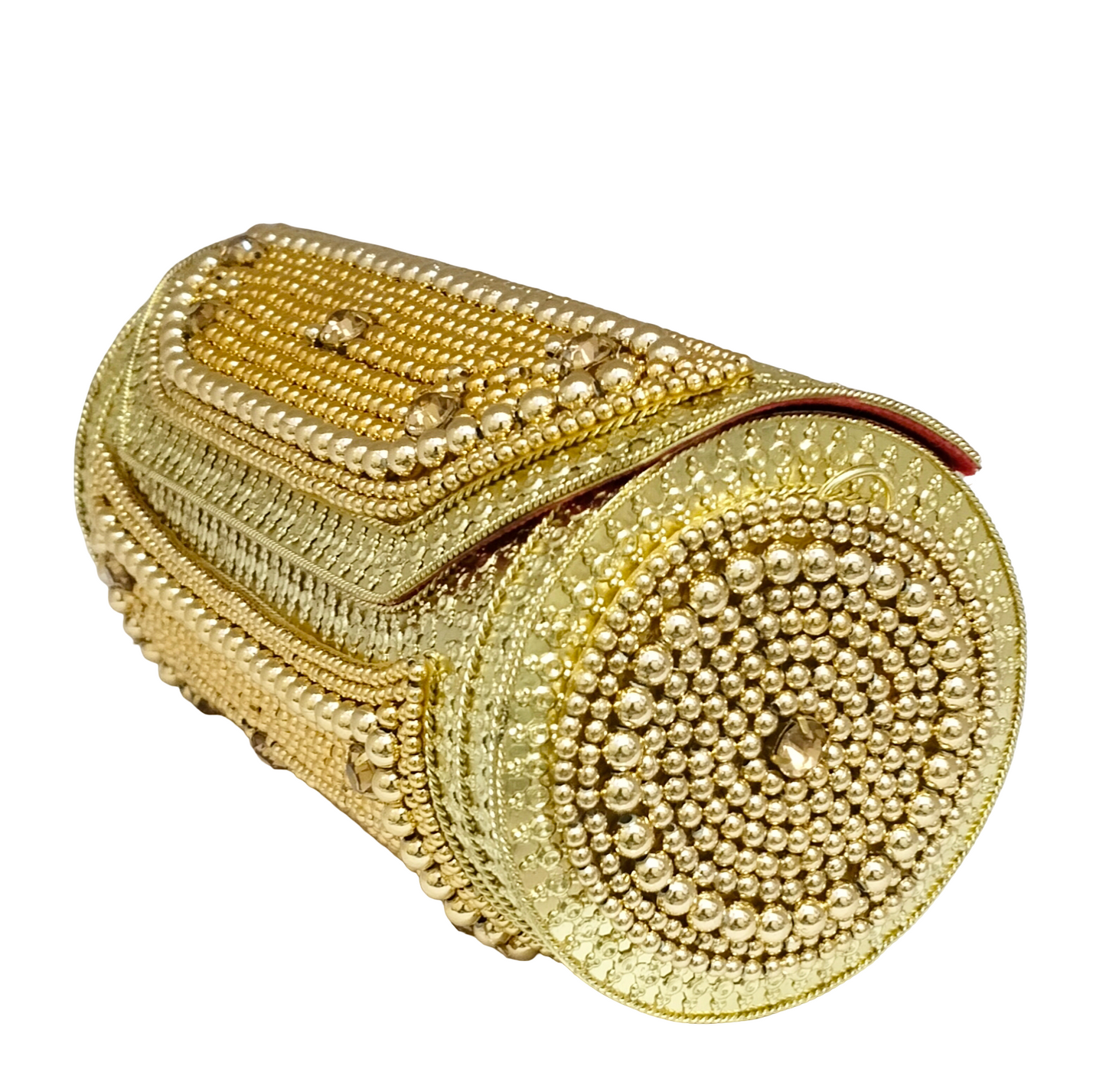 Round Shape iron Pearl Golden Purse