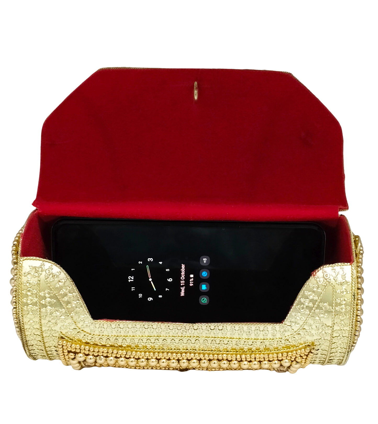 Round Shape iron Pearl Golden Purse