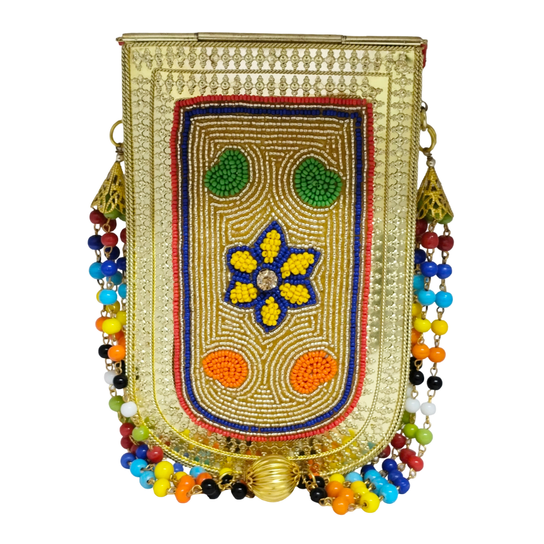 Long Shape Flower Embroidery Iron Phone Purse