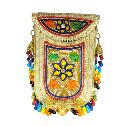 Long Shape Flower Embroidery Iron Phone Purse