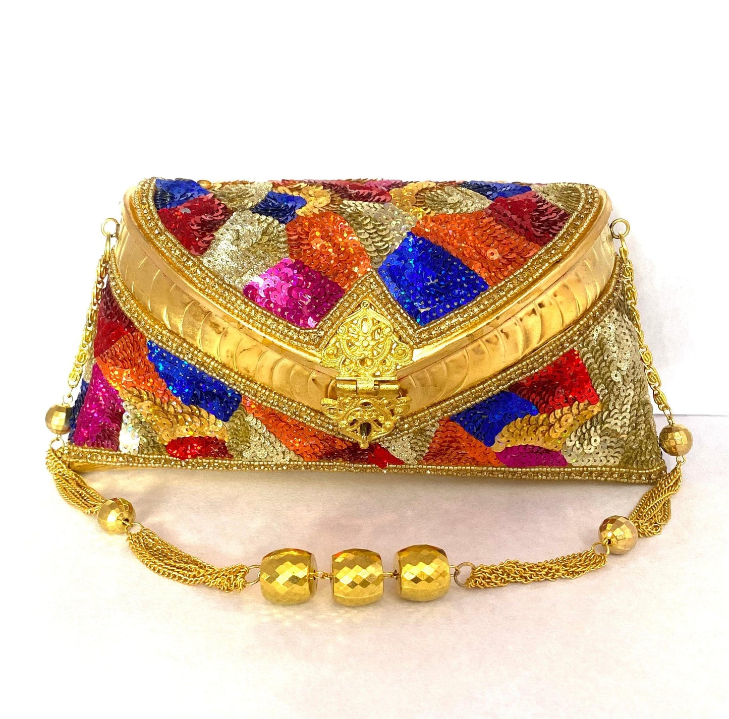 Multi Color Golden Chain Purse - Skylexo.com | Be Unique