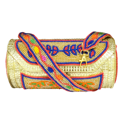 Round Shape Leave Embroidery Iron Purse