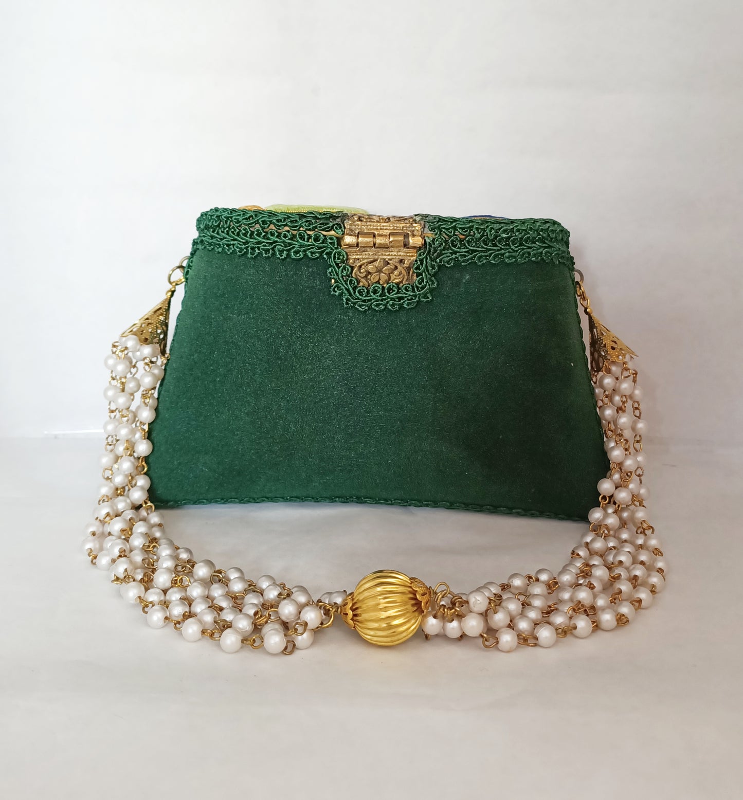 New Peacock Embroidery Purse Dark Green Color