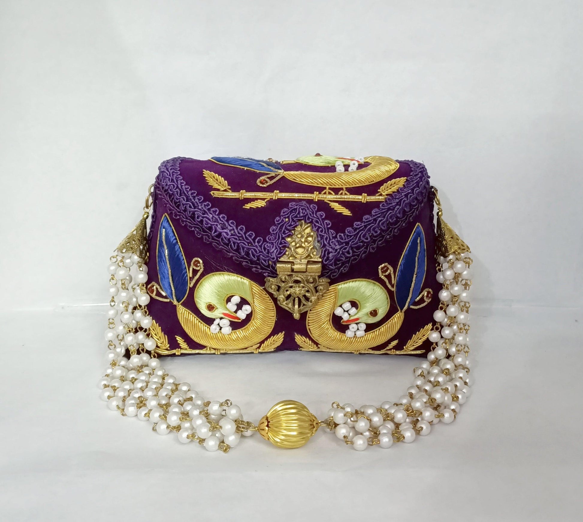 New Peacock Embroidery Purse Purple Color - Skylexo.com | Be Unique