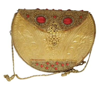 D Shape Golden Purse Stone Embroidery