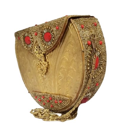 D Shape Golden Purse Stone Embroidery