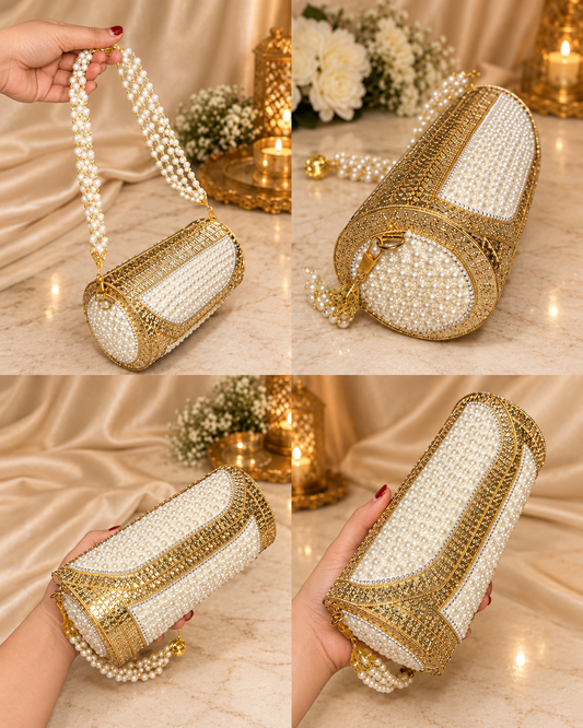 Round Shape Iron Pearl Purse