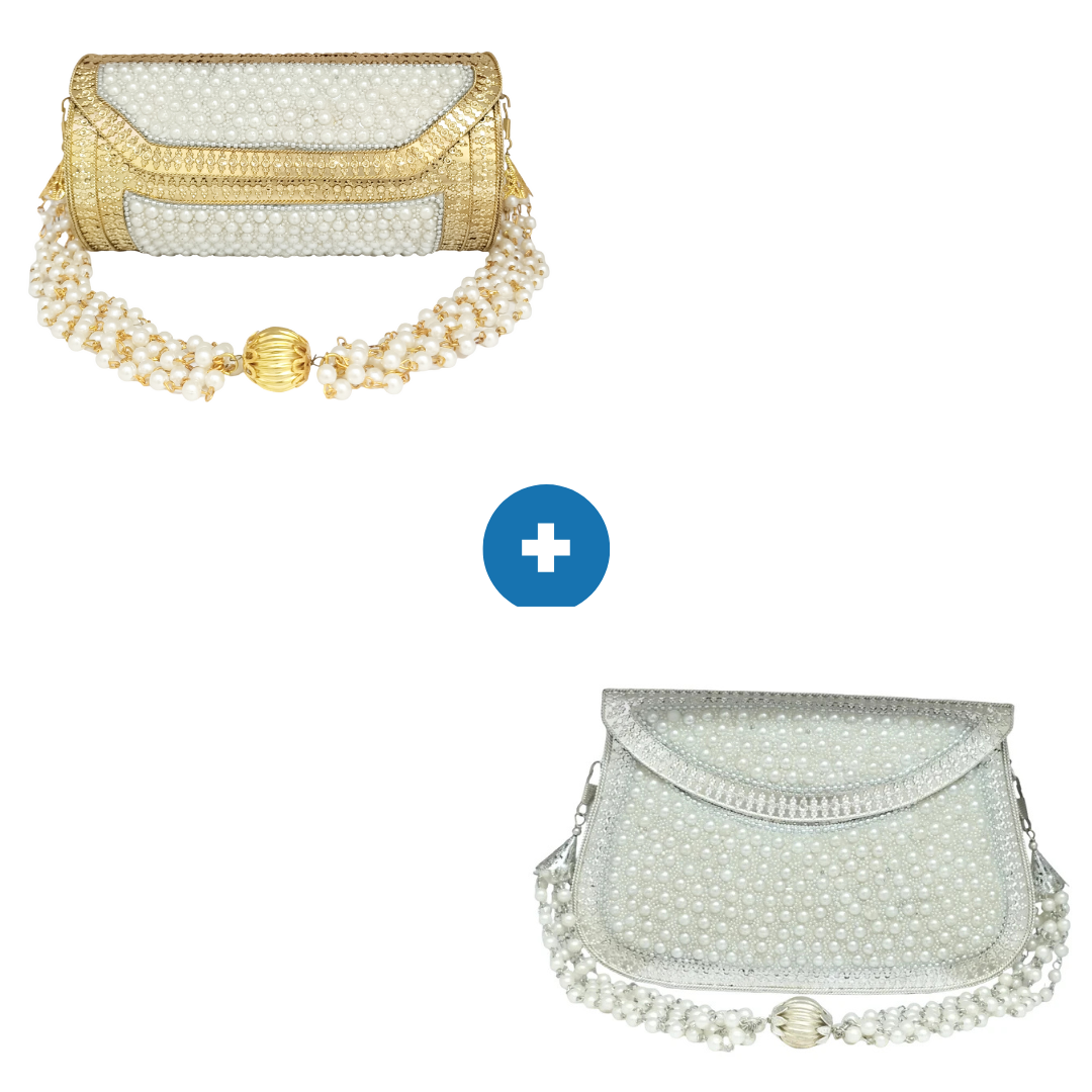 Combo of round shape golden & Square shape silver iron purse