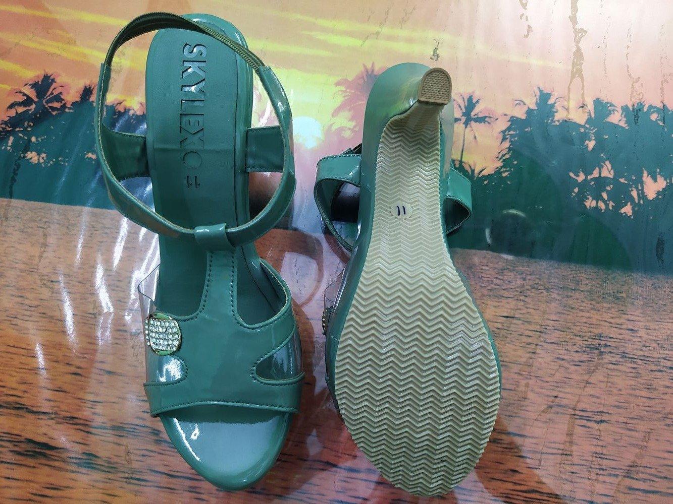 Buckle Ladies Sandal Green Color - Skylexo.com | Be Unique