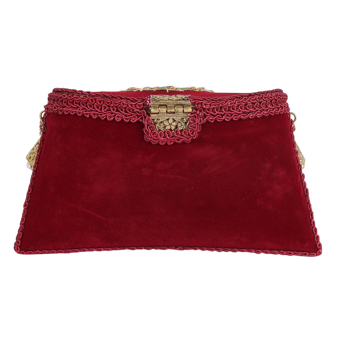 Peacock Embroidery Purse Maroon Color