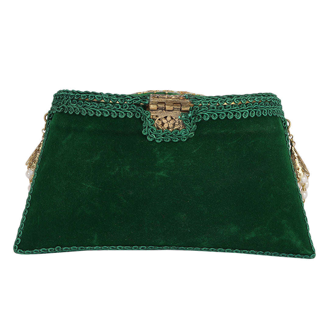 Peacock Embroidery Purse Green Color