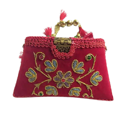Flower Embroidery Pink Color Purse