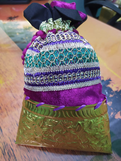 Purple Color Brass Potli skylexo.com | Handbags | Footwear