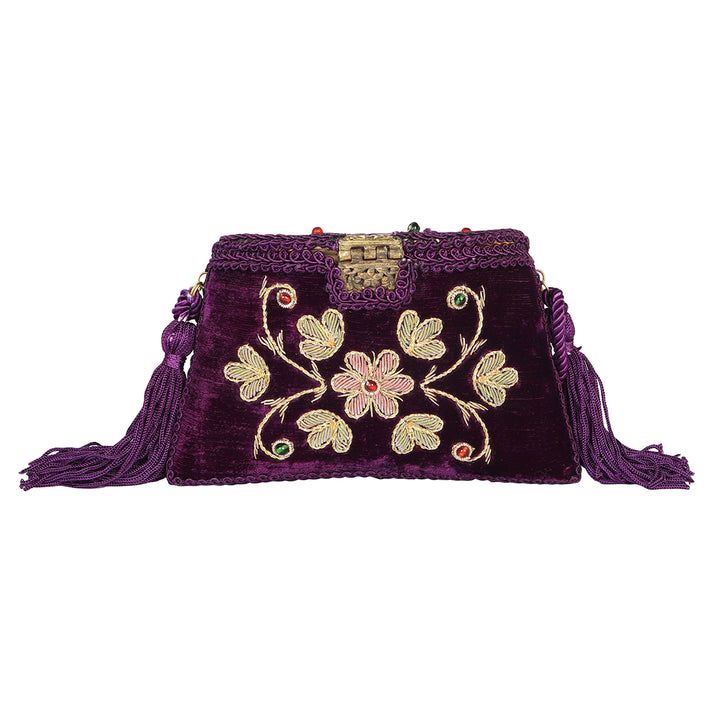 Flower Embroidery Purse Purple Color skylexo.com | Handbags | Footwear