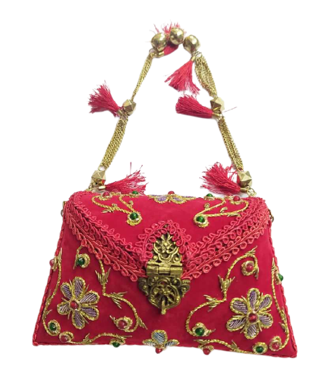 Flower Embroidery Pink Color Purse